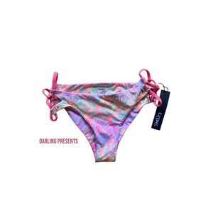 Gypsy 05 Sand Cutout Paisley Print Bikini Bottom Color Pink Size S